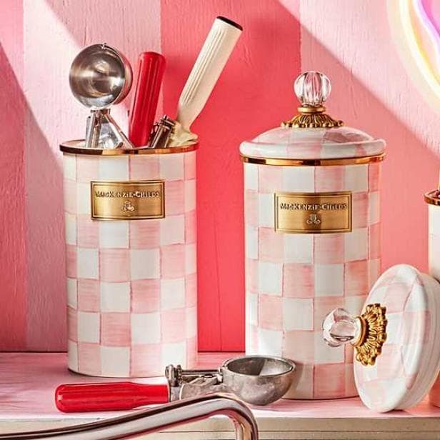 MACKENZIE-CHILDS Rosy Check Kitchen Canister, Medium
