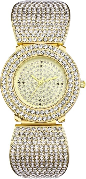 JewelryWe Men Women Iced Out Watch Fashion Luxury Full Diamond Watches Gold/Silver Quartz