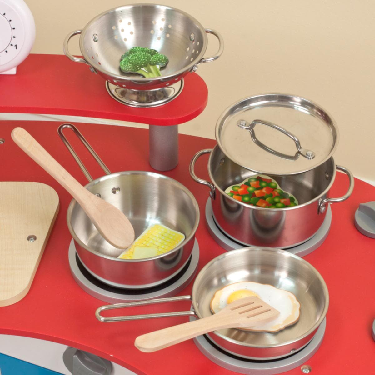 Melissa & Doug Stainless Steel Pots & Pans, 8 Piece Play Kitchen Set