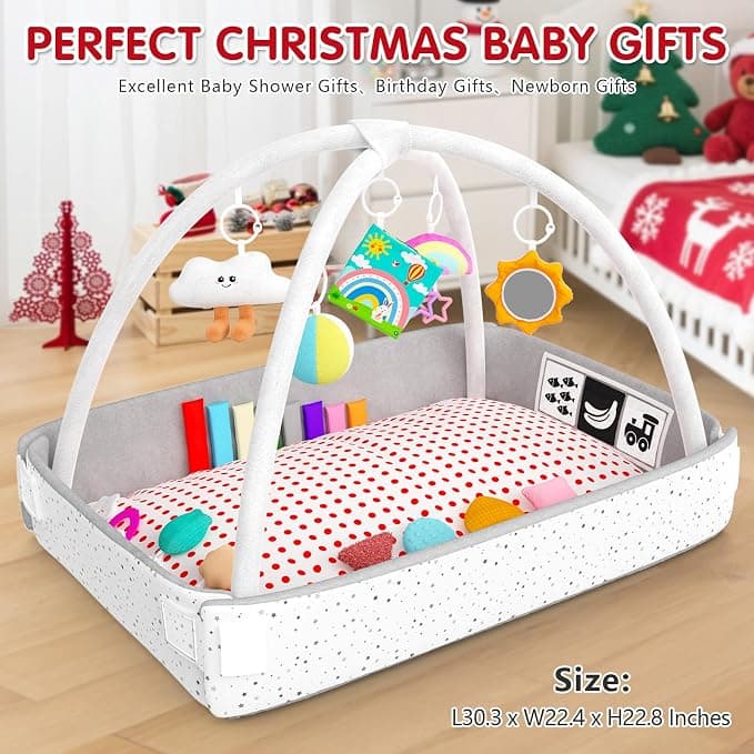 Baby Play Gym Mat Tummy Time Mat With 5 Detachable Items Baby Essentials