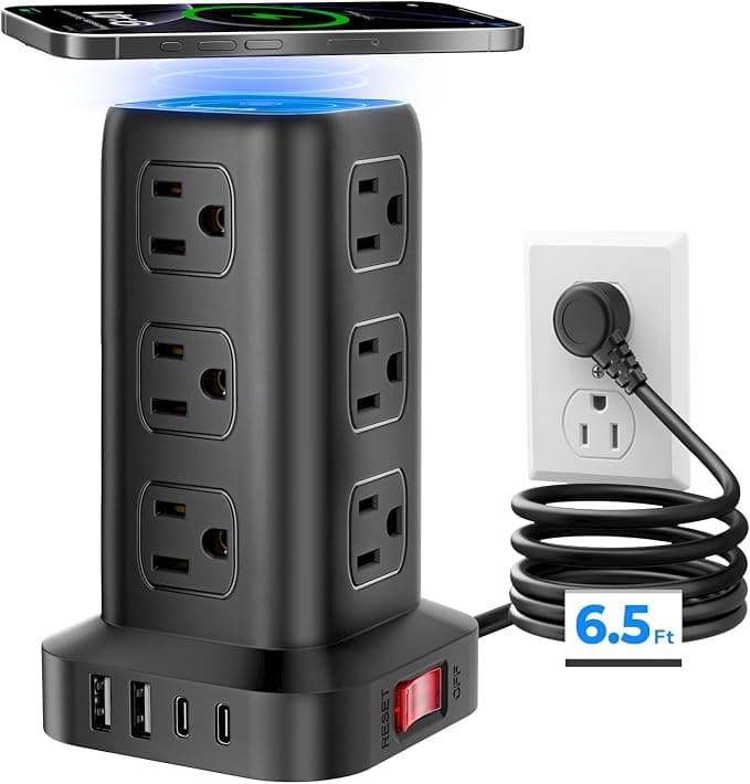Power Strip With 12 Outlets 4 USB (1 USB C),